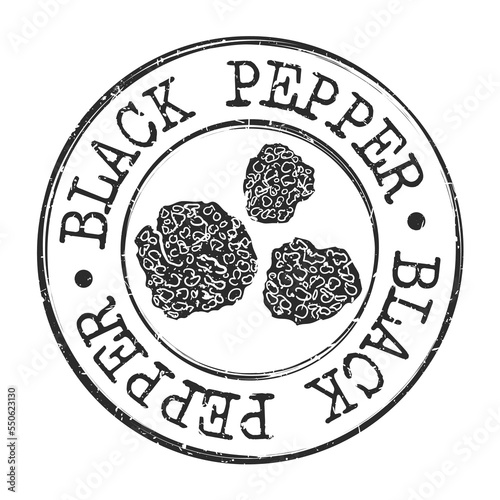 Black Pepper Delicious Quality Seal Fast Food Stamp Design Vector. Flavour Ingredient Traditional Art.