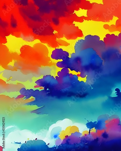 The colorful clouds are like a watercolor painting in the sky. They are beautiful and make me feel happy.