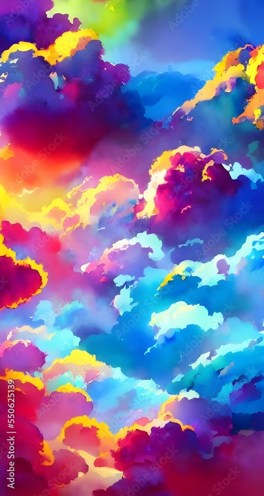 The clouds in the sky are filled with colors, as if a watercolor artist has been painting them. The hues of blue and pink mix together beautifully, creating a scene that looks like it's straight out o