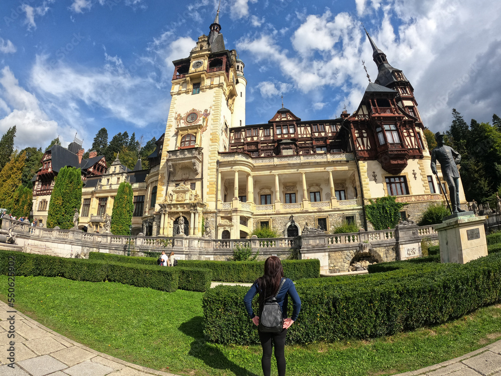 Obraz premium Peles Castle in the Romanian Carpathians, near the town of Sinaia