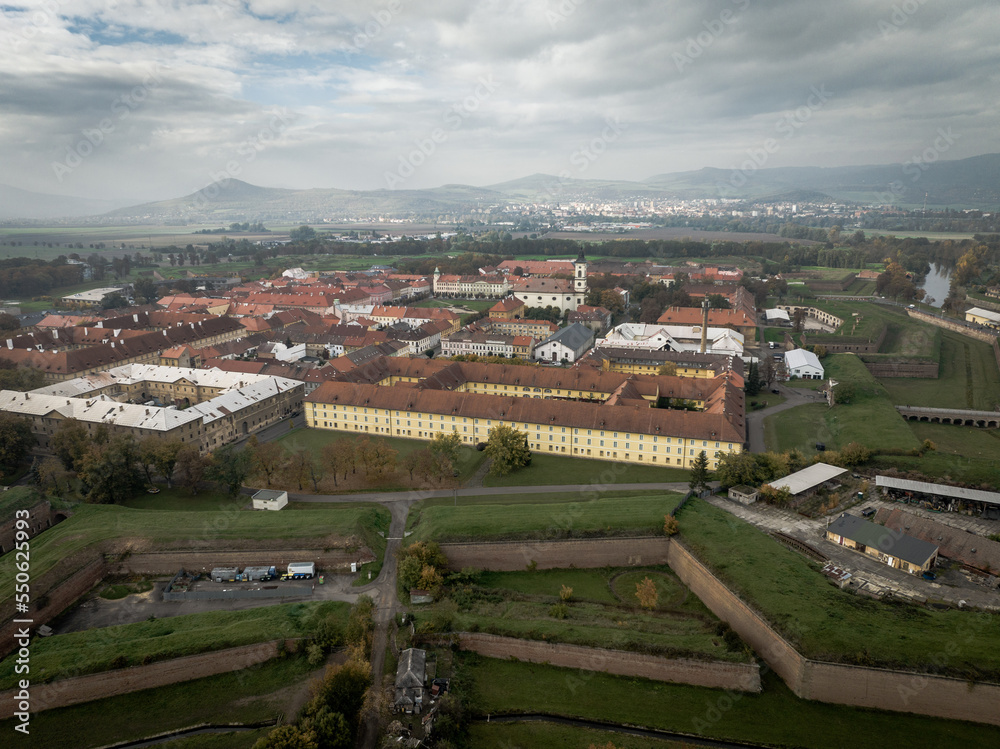Aerial view of the historic center of Terezin in the Czech Republic