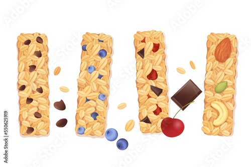 Granola bars isolated on white