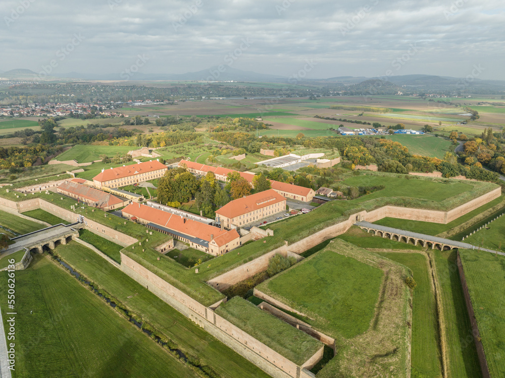 Aerial view of the fortress in the city of Terezin in the Czech Republic