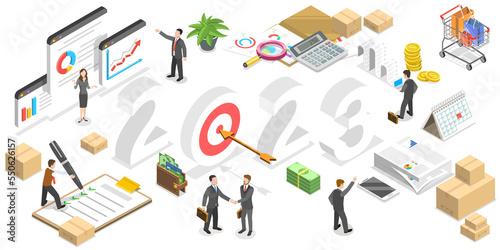 3D Isometric Flat  Conceptual Illustration of Procurement Planning In New Year 2023 © TarikVision