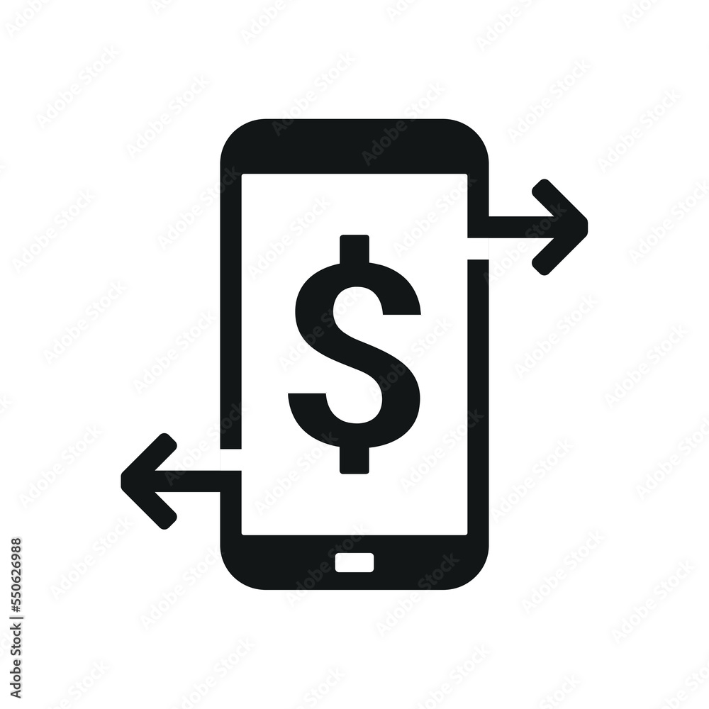 Money transfer mobile phone. Illustration vector Money transfer mobile phone. Illustration vector