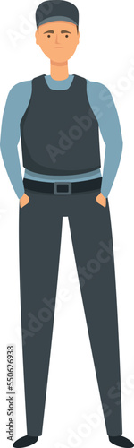 Camera guard icon cartoon vector. Security man. Center back