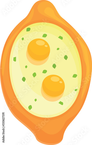 Caucasian khachapuri icon cartoon vector. Bread cuisine. Dish butter
