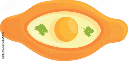 Adjara khachapuri icon cartoon vector. Bread cuisine. Dish butter