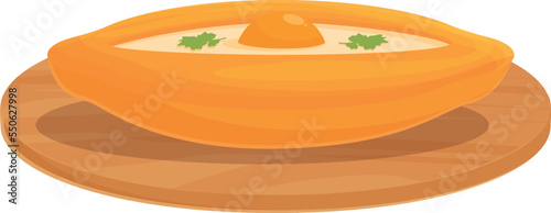 Meal khachapuri icon cartoon vector. Bread cuisine. Baked dish