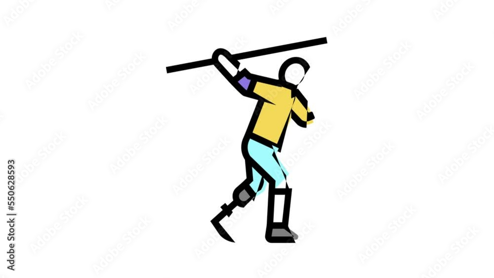 javelin-throwing handicapped athlete color icon animation