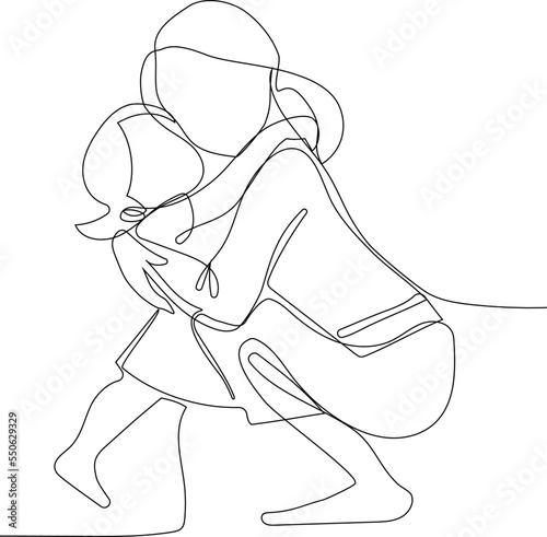 one line drawing of hugging couple vector minimalism. Single hand drawn continuous of man and woman in romantic moment. Vector illustration