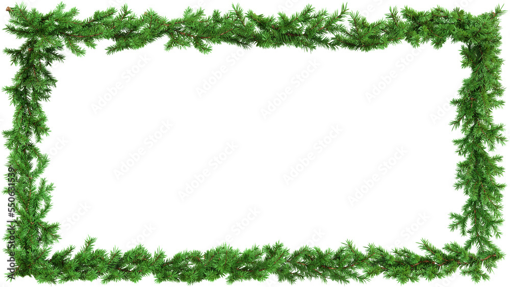 Frame for the design of posters, invitations, greeting cards from fir branches