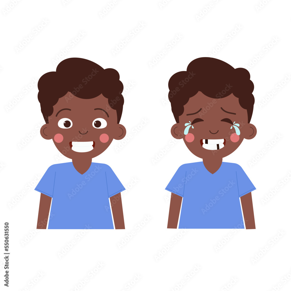 Infographic child black African American boy healthy and sick tooth. National Children’s Dental Health Month Infographic child black African American boy healthy and sick tooth. National Children’s Dental Health Month