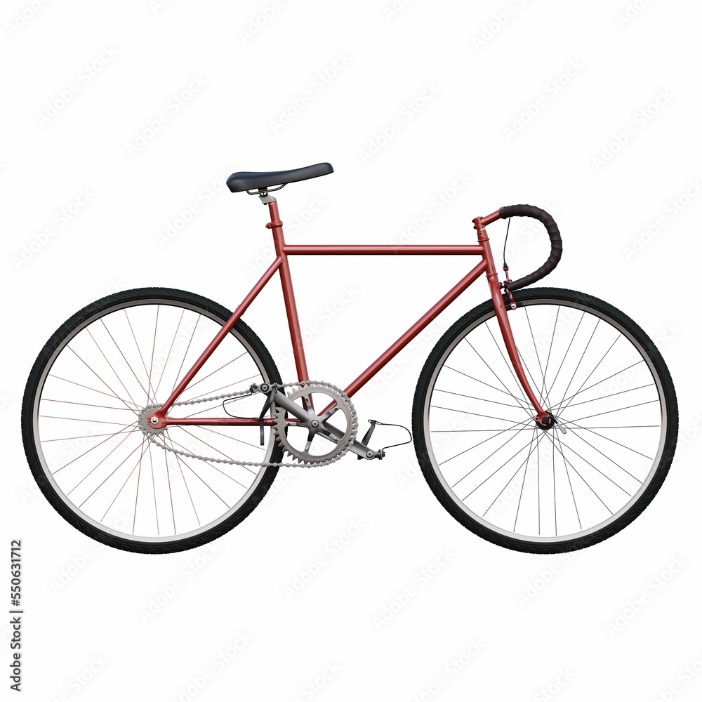 bicycle, isolated on white background, 3D illustration, cg render
