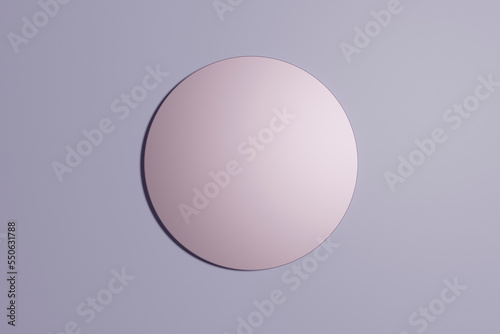 Realistic 3d rendering platform for product display on violet pastel background. Top view.