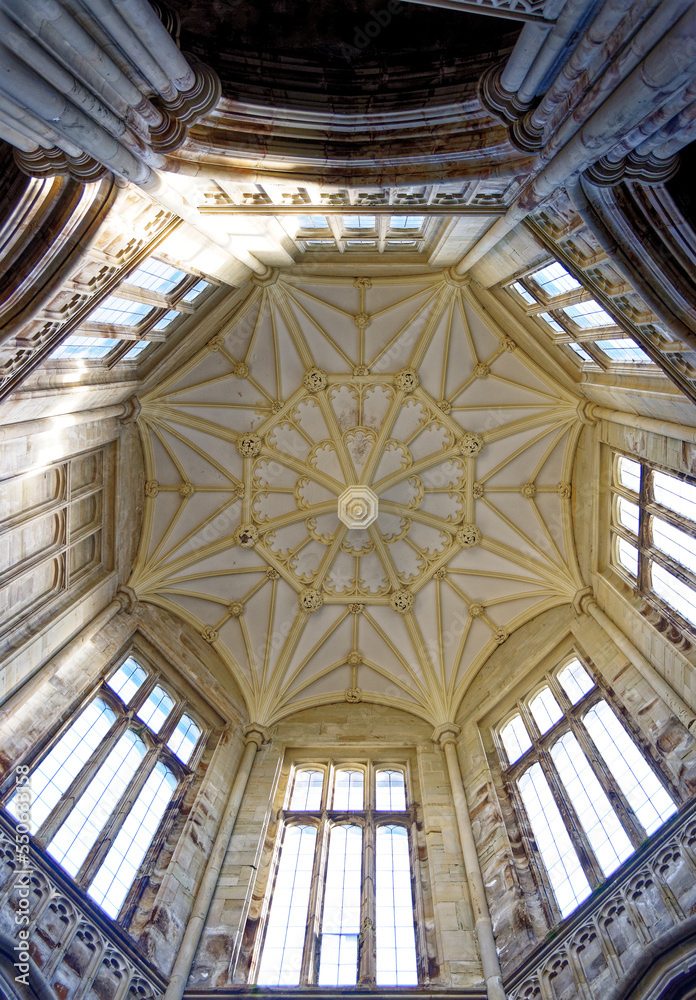 Stairhall ceiling inside Margam Castle - Margam Country Park