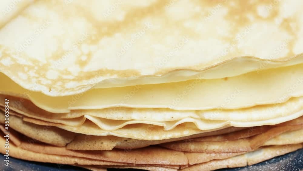 Fried pancakes in a stack and corners Fried pancakes in a stack and corners