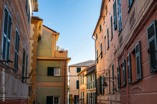 Colorful italian houses in Liguria, Italy, Europe