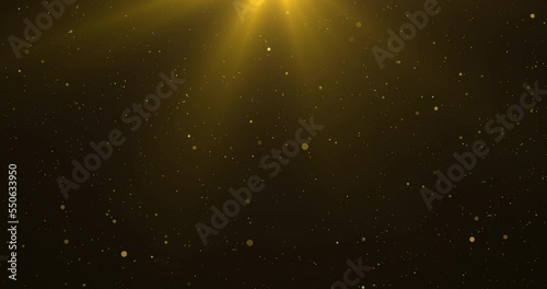 Golden luxury bokeh on particles floating in the air. Dust and glitter particles background. Black background , Use blending mode screen. Loop Animation