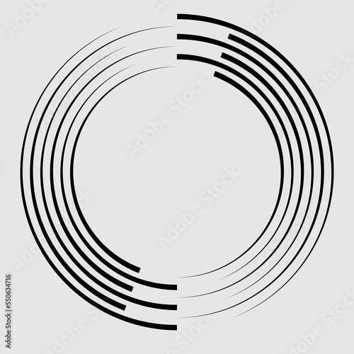 Radial speed Lines in Circle Form for comic books . Explosion background . Vector Illustration .Technology round Logo . Circular Design element . Abstract Geometric shape . Sunburst .