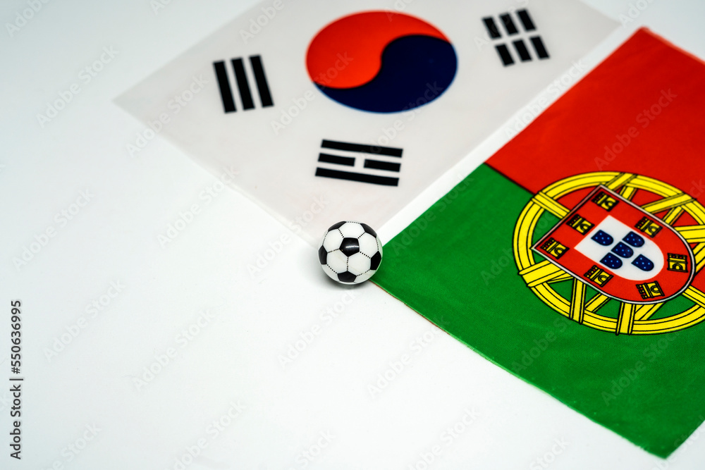 South Korea vs Portugal, Football match with national flags