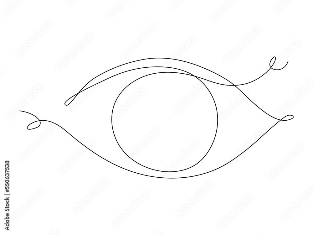 Continuous one line eye drawing. Hand drawn outline eye. Vector