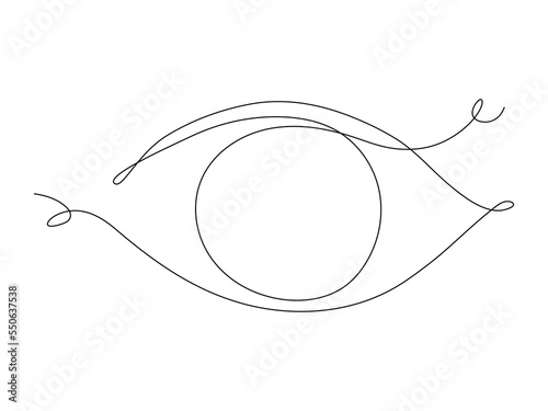 Continuous one line eye drawing. Hand drawn outline eye. Vector illustration isolated on white.