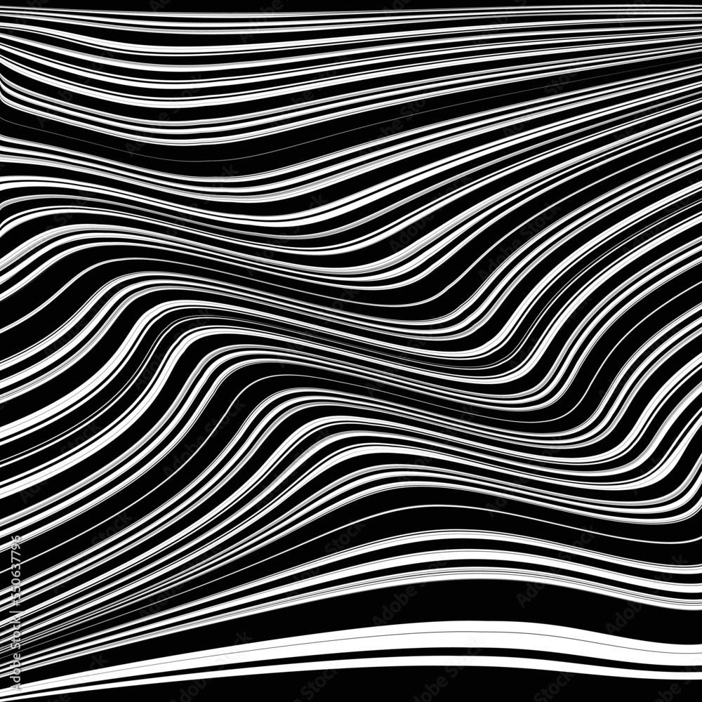 Black Stripes . Vector Curved Lines .
