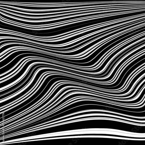 Black Stripes . Vector Curved Lines . © miloje