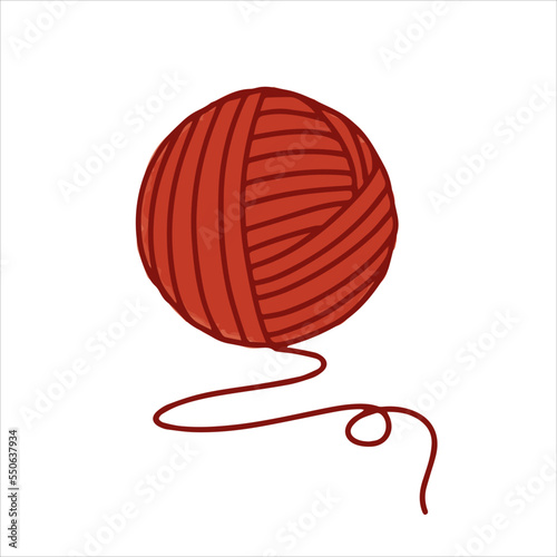 Hand-drawn cute isolated clip art illustration of cozy clew wool