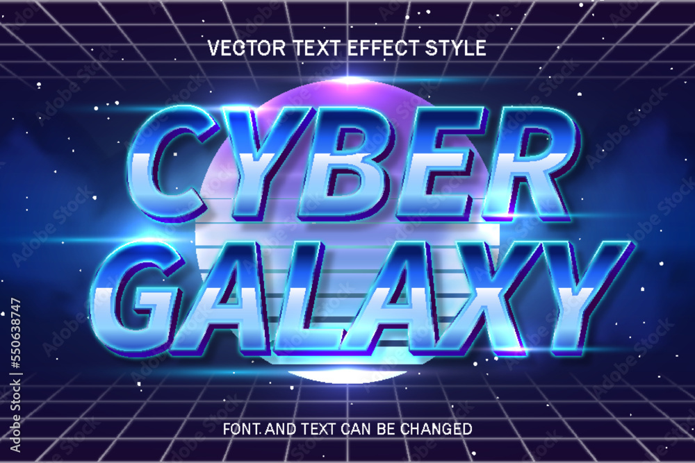 cyber galaxy retrowave typography lettering 3d editable text effect ...