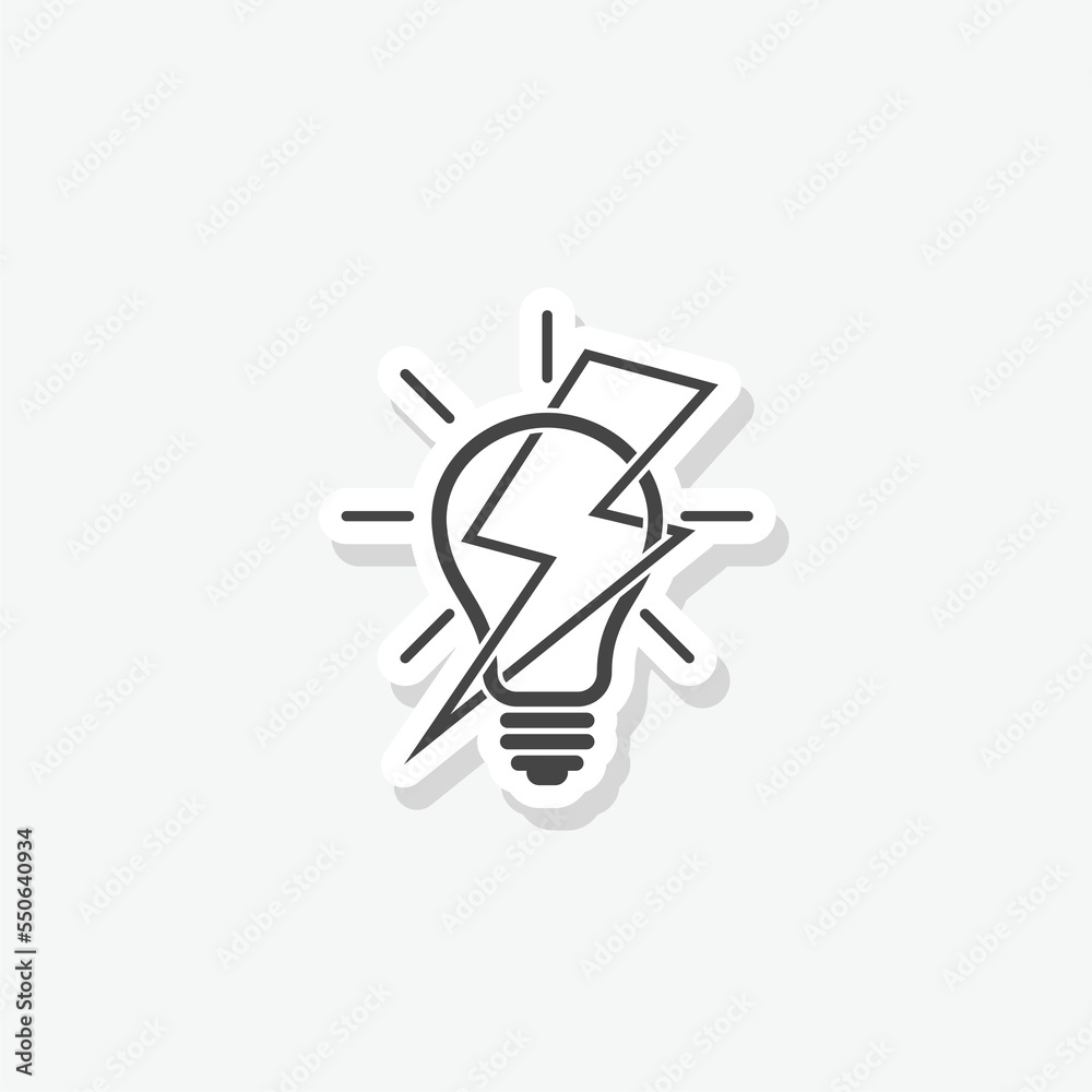Light bulb and lightning bolt logo design sticker Light bulb and lightning bolt logo design sticker