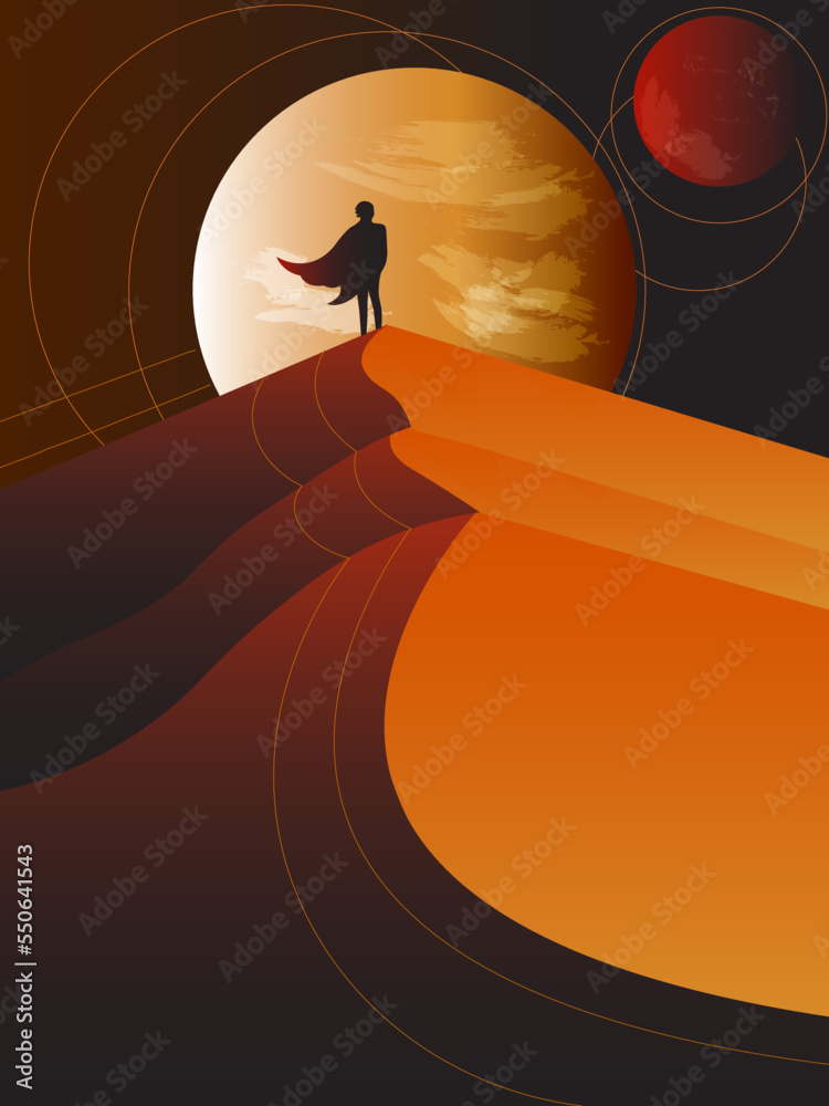 Fototapeta premium silhouette of a man in the desert.