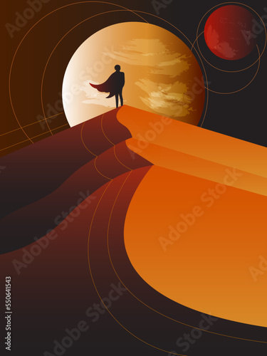 silhouette of a man in the desert.
