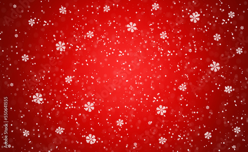 Christmas snowy winter design. Snow red background.  Blurred background