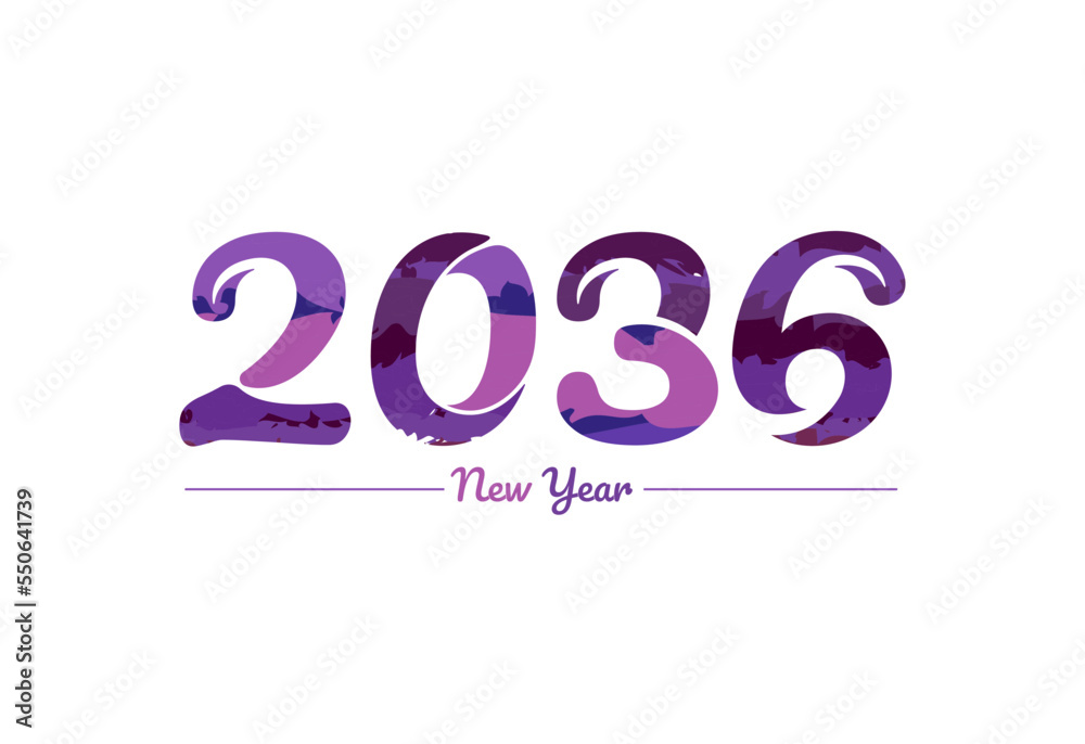 Modern 2036 new year typography design, new year 2036 logo