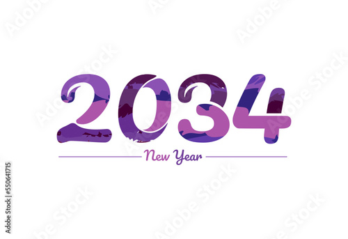 Modern 2034 new year typography design, new year 2034 logo