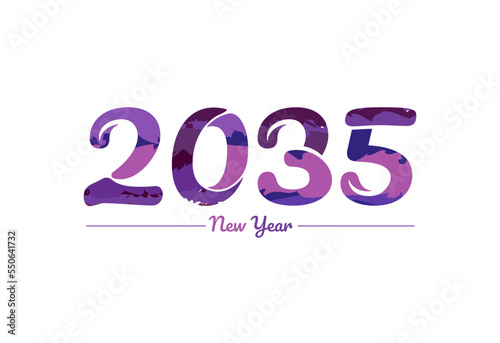 Modern 2035 new year typography design, new year 2035 logo