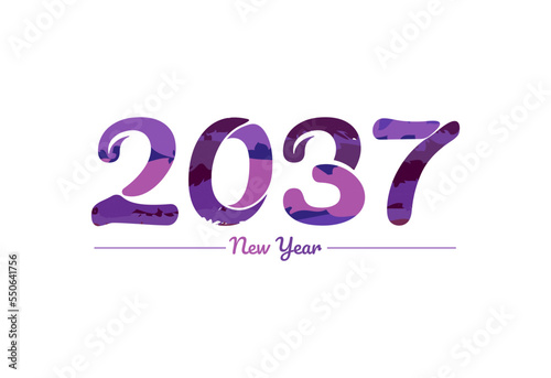 Modern 2037 new year typography design, new year 2037 logo