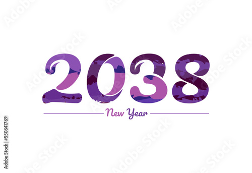 Modern 2038 new year typography design, new year 2038 logo