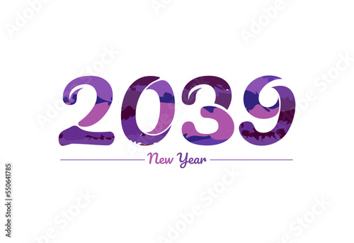 Modern 2039 new year typography design, new year 2039 logo