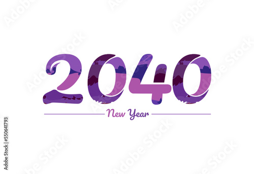 Modern 2040 new year typography design, new year 2040 logo