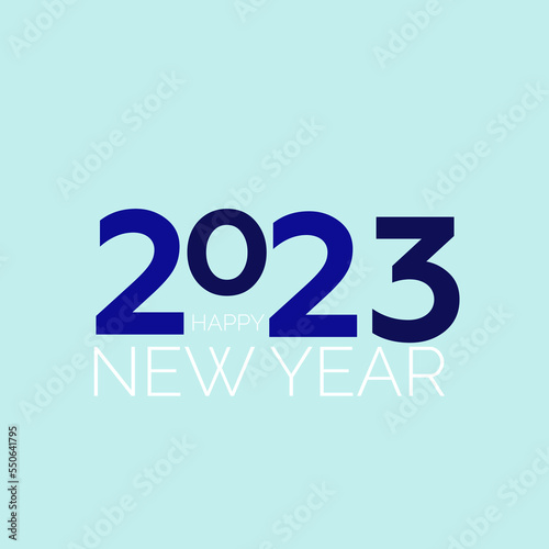 2023 year. Typographic date. Gold lettering