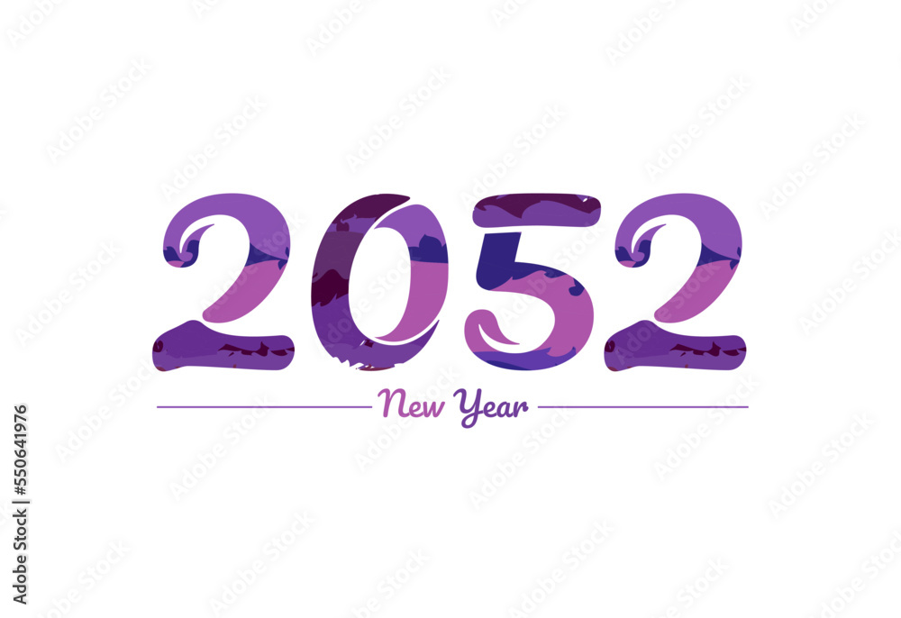 Modern 2052 new year typography design, new year 2052 logo Modern 2052 new year typography design, new year 2052 logo