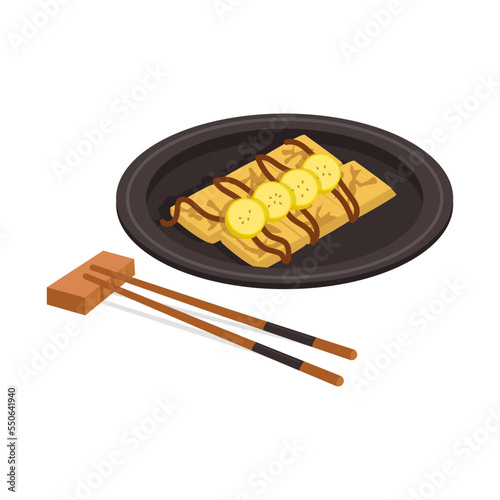  Thai national food. Roti. Banana pancakes. Vector graphic.	