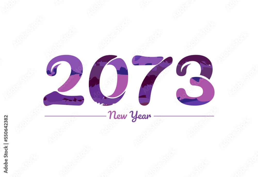 Modern 2073 new year typography design, new year 2073 logo