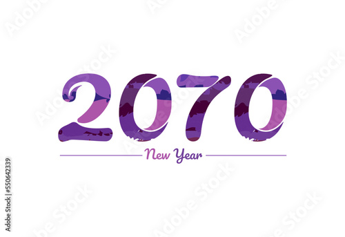 Modern 2070 new year typography design, new year 2070 logo