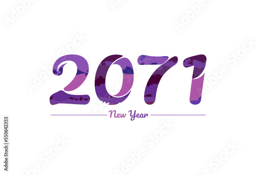 Modern 2071 new year typography design, new year 2071 logo
