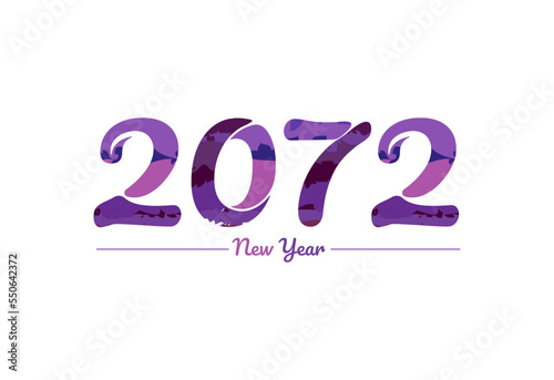 Modern 2072 new year typography design, new year 2072 logo