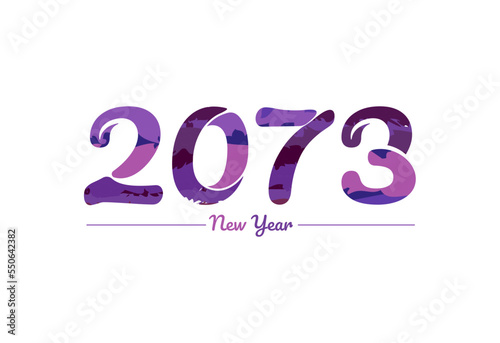 Modern 2073 new year typography design, new year 2073 logo